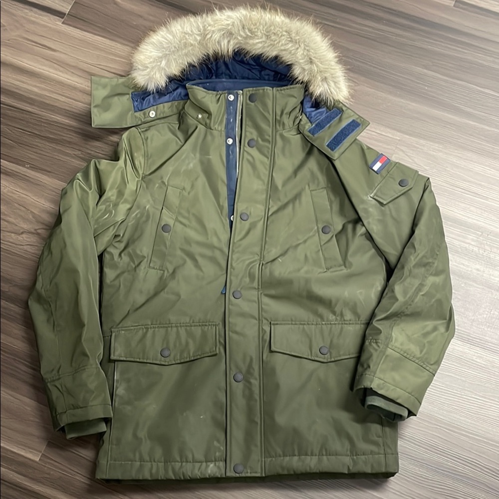 Men's Olive Green Parka with Fur Hood